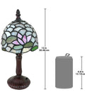 Lotus of Monet's Garden Petite Tiffany Style Table Lamp 12 Inch Full Color Glass Shade with a can for scale comparison