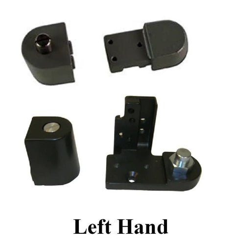 Top And Bottom Pivot Hinge Set For Kawneer Storefront Doors With Three Quarter Inch Offset Pivots Aluminum Weatherproof Case Full Race Ball Bearings For Smooth Bottom Door Operation Tamper Proof And Easily Replaced In Unlocked Position, left hand
