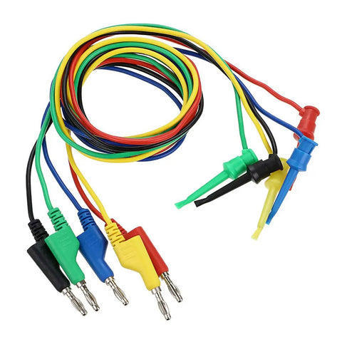 Pro Grade 39 Inch Multimeter Test Lead Set 5 Piece Stackable Banana Plug To Test Hook Cables Kit Flexible Protective Wire Leads