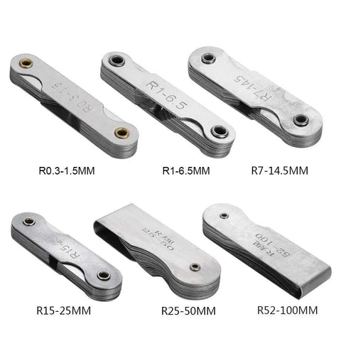 Pro Grade Radius Fillet Gauge With Dual Leaves For External And Internal Convex And Concave Surfaces Easy To Read Markings Dual Leaves Design With Multiple Measuring Ranges For Precise Radius Checks R52 100MM