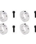 Four Split Shaft Collar 1 Inch Bore Aluminum Clamping Kit with four collars and screws for shaft positioning