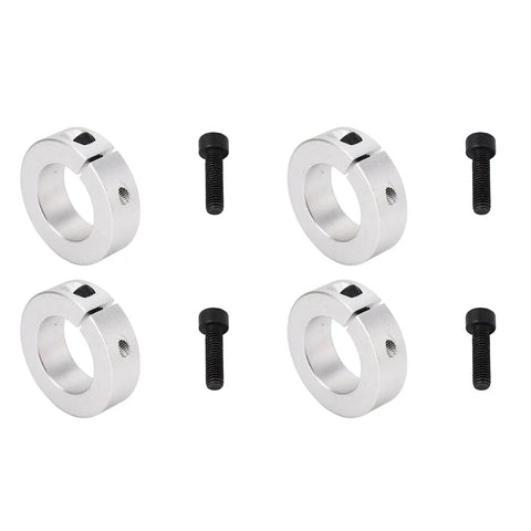 Four Split Shaft Collar 1 Inch Bore Aluminum Clamping Kit with four collars and screws for shaft positioning