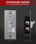 Back view of Dope Slide Dimmer Switch For Dimmable LED CFL And Incandescent Lights, 600 Watt Max, showing dimensions and fittings.