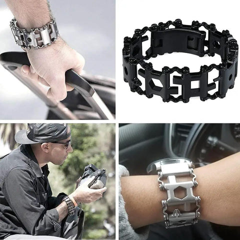 All In One Multitool Bracelet For Men With Pry Tool And Bottle Opener, 29 In 1 Stainless Steel Wristband For Outdoor Travel And Everyday Carry