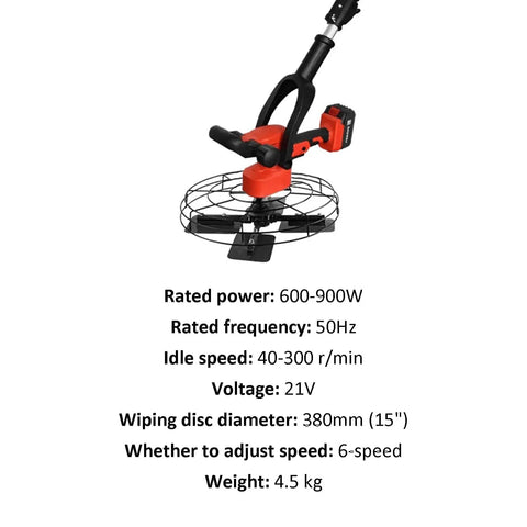 Cordless Concrete Power Trowel Machine Electric Floor Smoother for Pavement and Construction with adjustable handle and 21V battery