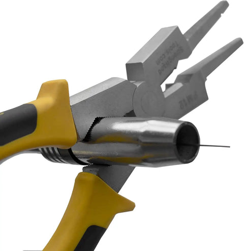 Close-up of Deluxe MIG Welding Pliers And Pro Grade Workhorse Tool Kit For Welders 8 Inch Pliers with yellow ergonomic grip
