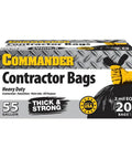 Heavy Duty Contractor Trash Bags 2 Mil Thick With Flap Ties 36 By 56 Inches Pack Of 20 box with yellow glove illustration