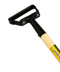 Close-up of Hula Hoe Oscillating Stirrup Weed Cutter With 16 Inch Wood Handle And Rubber Grip Quick Root Level Weeding
