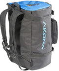 Globetrotter All In One Carry On Dive Backpack Blue Airport Ready Hassle Free Gear Hauler with side view of straps and Pro Reg Bag pocket.