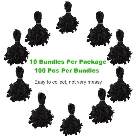 Heavy Duty Nylon Hang Tag Strings With Self Locking Quick Snap Binders 7 Inch pack of 10 bundles 100 black strings per bundle