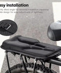 Cool Rear Bike Seat Cushion For Ecotric Beach Cruiser Ebike Solved Shifting Grips With 3D Ergonomic Design And Thick Sponge Core for Smooth City Commuting Without Slip, black mounted on rear rack