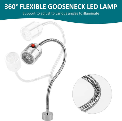 Heavy Duty Magnetic LED Work Light With A Flexible Gooseneck And Ironclad Magnet Base; flexible gooseneck design for adjustable positioning.