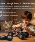 Top Tier Replacement Tires And Rims For Building Blocks 62 mm By 20 mm Rubber Wheels With 43 mm Exact Fit Holes shown with toy vehicle.