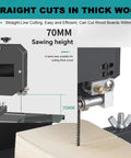 800W Benchtop Bandsaw For Small Workshops With 70mm Cutting Height And 90mm Throat Curves And Straight Cuts Tilting Metal Table 0 To 45 Degrees Powerful Woodworking Tool For Precise Cuts