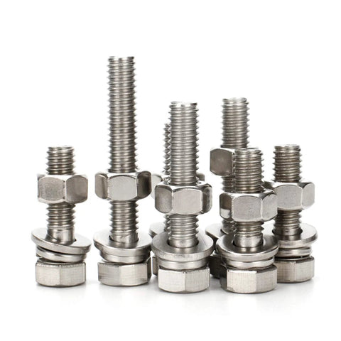 Heavy Duty Stainless Steel Hex Head Screws Bolts Kit Set With Nuts Flat Washers And Lock Washers 10 Sets 5/16-18 X 1-1/2 Inches 304 Grade