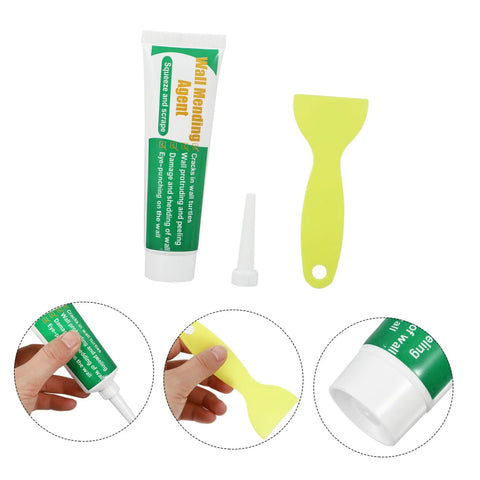 Wall Repair Paste Set with Self Adhesive Mending Cream, Scraper and Spout for Quick Crack Fix, indoor and outdoor use
