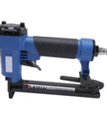 20 Gauge Pneumatic Brad Nailer 1/4 to 1/2 Inch Nails Aluminum Alloy Construction side view with ergonomic grip and air connector.