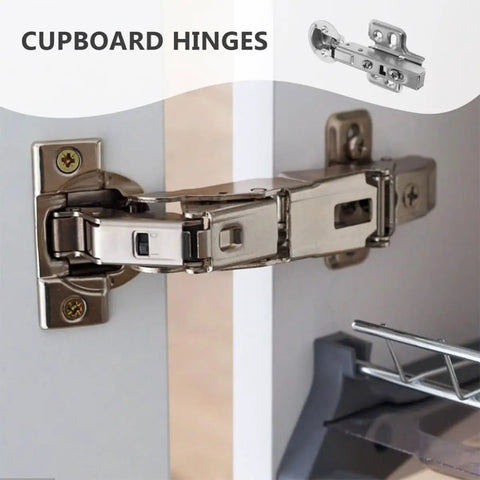 Stainless Steel Cabinet Door Dampers Hinges For No Slam Soft Close Slow And Smooth Action 4 Pack installed on cabinet