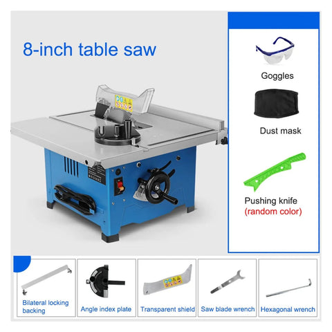 Tough As Nails 8 Inch Woodworking Table Saw Featuring Powerful 1800W Motor And Smooth Sliding Rail Design for fast dust-free cuts.