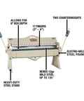 Workhorse 72 Inch Box And Pan Brake For 12 Gauge Steel, 135 Degree Bend, With 17 Hardened Fingers, Three Piece Design