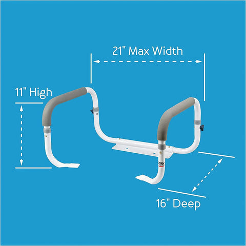Toilet Safety Frame With Adjustable Width One Size Fits Most Toilets 16 To 18 Inches Sturdy Grab Bars Support Up To 300lbs Easy Sit Or Stand