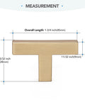 Set Of 30 Solid Single Hole Slim Square Bar Cabinet Pulls In Champagne Bronze Finish showing dimensions