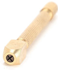 Close-up of dope copper pin vise hand drill with interchangeable heads for tiny needles and drill bits on white background