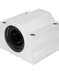 25mm Linear Bearing Slide Block For CNC Machinery And Industrial Equipment, aluminum block with sandblasted finish, front view