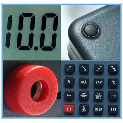 All In One Resistance, Current And Voltage Meter With LCD Display showing buttons and controls, close-up view