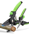 Two Pack 8 Inch Bypass Garden Pruning Shears And 6.25 Inch Advanced Garden Scissors Set with SK5 steel blades cutting branch