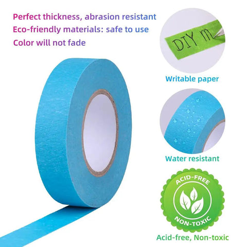 Blue roll from the Rainbow Colored Masking Tape Set With 12 Vibrant Colors, Painter's Tape For Arts And Crafts, DIY Projects, Labeling.