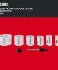 Heavy Duty Bi Metal Hole Saw Kit 7 Piece With Case For Wood And Metal Cutting Includes 1 Inch And 1 And A Quarter Inch Saws