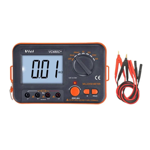 Pro Grade Digital Milliohm Meter 3 1/2 Digit 4 Wire Test With LCD Backlight Ultra Low Resistance 6 Range 0.01 mOhm To 2 kOhm device