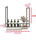 Ceiling Suspended Wine Rack For Glasses And Bottles Overhead Bottle Holder And Wine Glass Organizer with iron frame