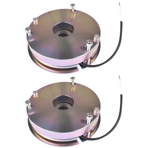 Heavy Duty Electric Brake Kit Two Pack For JLG Vertical Mast Lifts Seamless 7024772 Replacement showing two metal brake assemblies.