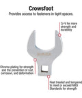 One Half Inch Drive Fractional Jumbo Straight Crowfoot Wrench Set, Fourteen Piece, Chrome plated, ANSI heavy duty heat treated