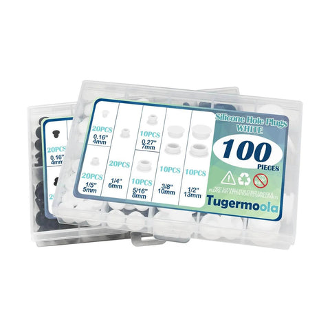 Assorted Size Black Silicone Hole Plugs 100 Pcs For Round Holes 4mm To 13mm With Frosted Finish in packaging