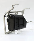 Badass Motorcycle Side Tool Box For CRF1000L Cargo Rack with slam-in hardware, weather-resistant black metal design.