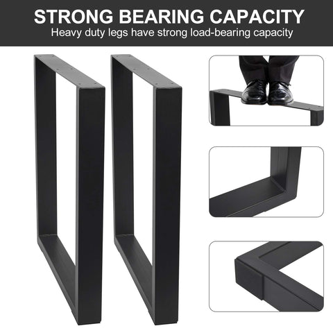 Set Of 2 Heavy Duty Steel Table Legs 28 Inch High And 23 Inch Wide For Dining Tables Desks Computer Desk Or Benches Country Style Industrial DIY Furniture Legs with strong load-bearing capacity