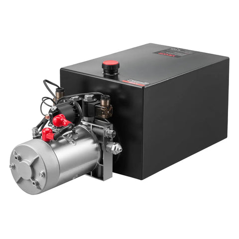 Beefed Up 12V DC Double Acting Hydraulic Power Unit For Dump Trailers, 20 Quart Steel Reservoir, 3200 PSI A Port