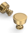 Champagne Bronze Cabinet Knobs And Round Single Hole Pulls, 10 Pack For Bathroom Cabinets, Durable Drawer Knobs, ZH0075, close-up view