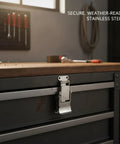 Stainless Steel Toggle Latch 2.6 Inch For Toolboxes and Storage Cases with spring loaded catch installed on cabinet