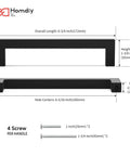 Matte Black Cabinet Handles 30 Pack Square Drawer Pulls Six And One Quarter Inch Center To Center 160mm, front view