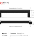 Diagram of 10 Pack Matte Black Cabinet Handles Square Drawer Pulls With 6-5/16 Inch Hole Centers showing dimensions and screws