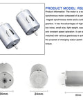 280 DC Mini Motors Kit 10 Pack 3V to 12V Round Shaft Micro Electric Motors for DIY RC Airplanes Boats Toys With High Torque Low Current Draw Powerhouse Performance, various angles of two RS280 motors displayed.