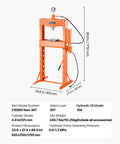 Pro Crew Badass 30 Ton H Frame Hydraulic Shop Press with heavy steel platen, measuring 33.6 x 27.4 x 68.9 inches for garage metalwork.
