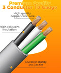 L14-30P To 6-50R Twist-Lock Plug Adapter For Welder And Generator Power Cord, showing 3 conductor 10 gauge copper wires