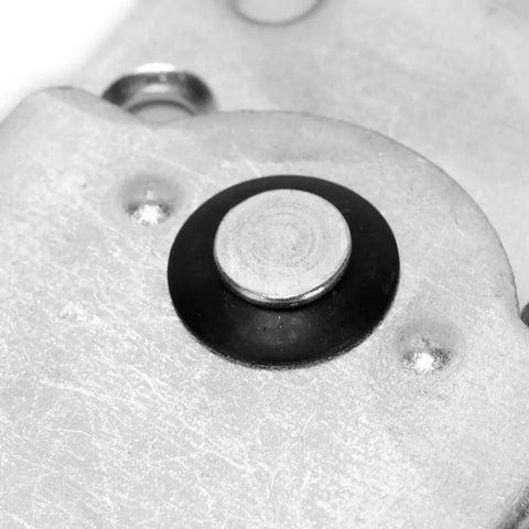 Close-up of Heavy Duty Sofa Connector Clips With 160mm Screws for Sectional Furniture Brackets with a shiny metal button.