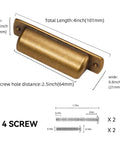 Diagram of 10 Pack 2.5 Inch Antique Brass Cabinet Handles And Cup Pulls Set with measurements and screws included