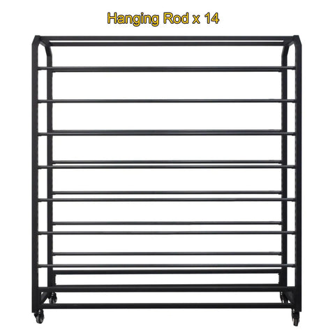 Heavy-Duty Steel Rolling Rack With Smooth Locking Casters, Game-Changing Fabric And Vinyl Wrap Storage Cart with 14 rods